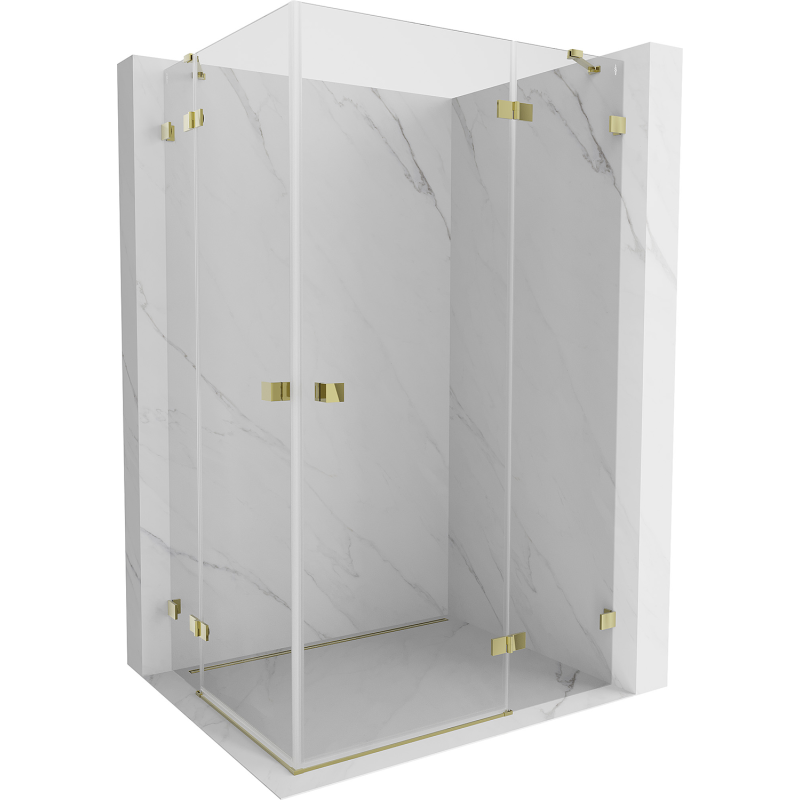 Mexen Lunar Duo Duschkabine schwenkbar rechts 90 x 70 cm, transparent, gold - 834-090P-070L-50-00
