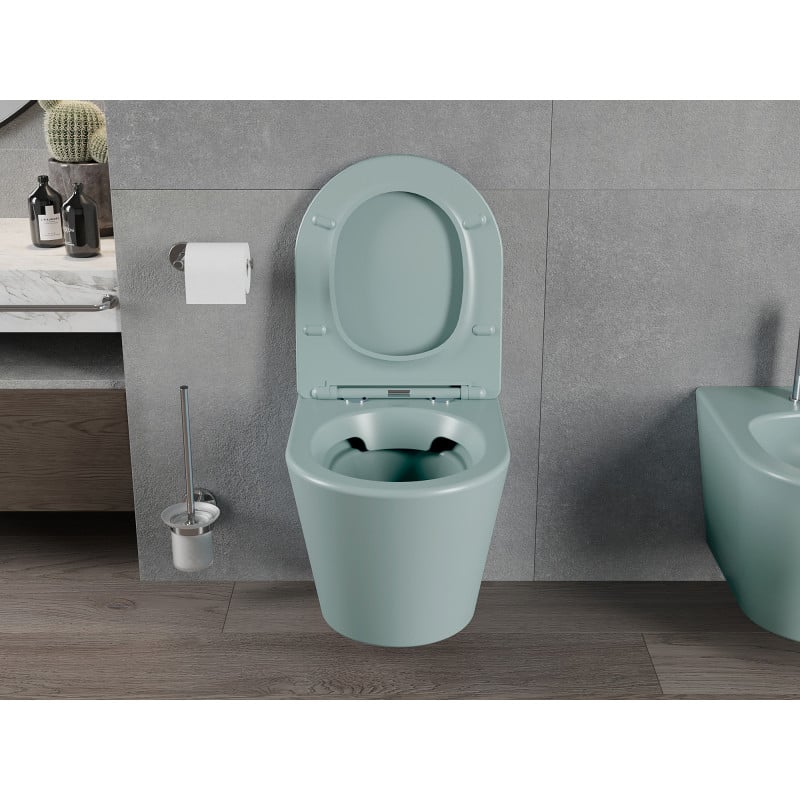 Mexen Rico WC-Becken Rimless mit langsam schließendem Slim-Sitz, Duroplast, hellgrün matt - 30724048
