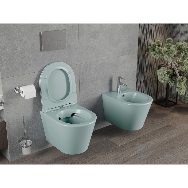 Mexen Rico WC-Becken Rimless mit langsam schließendem Slim-Sitz, Duroplast, hellgrün matt - 30724048