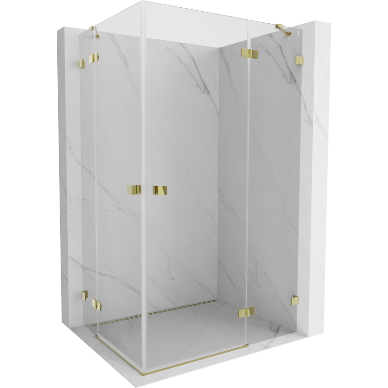 Mexen Lunar Duo Duschkabine, rechts öffnend, 105 x 70 cm, transparent, gold - 834-105P-070L-50-00