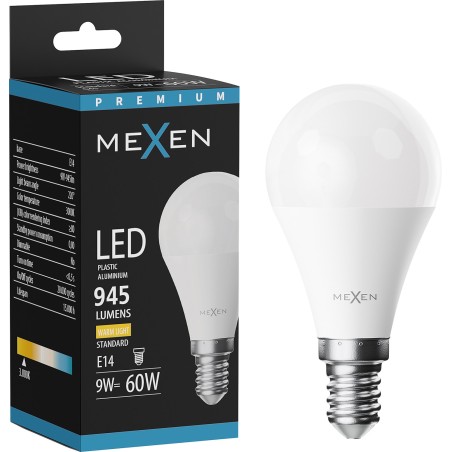 Mexen Nova LED-Glühbirne E14, G45, 9W, Warm - 3000K, 945 lm - L101-E14-0930-01