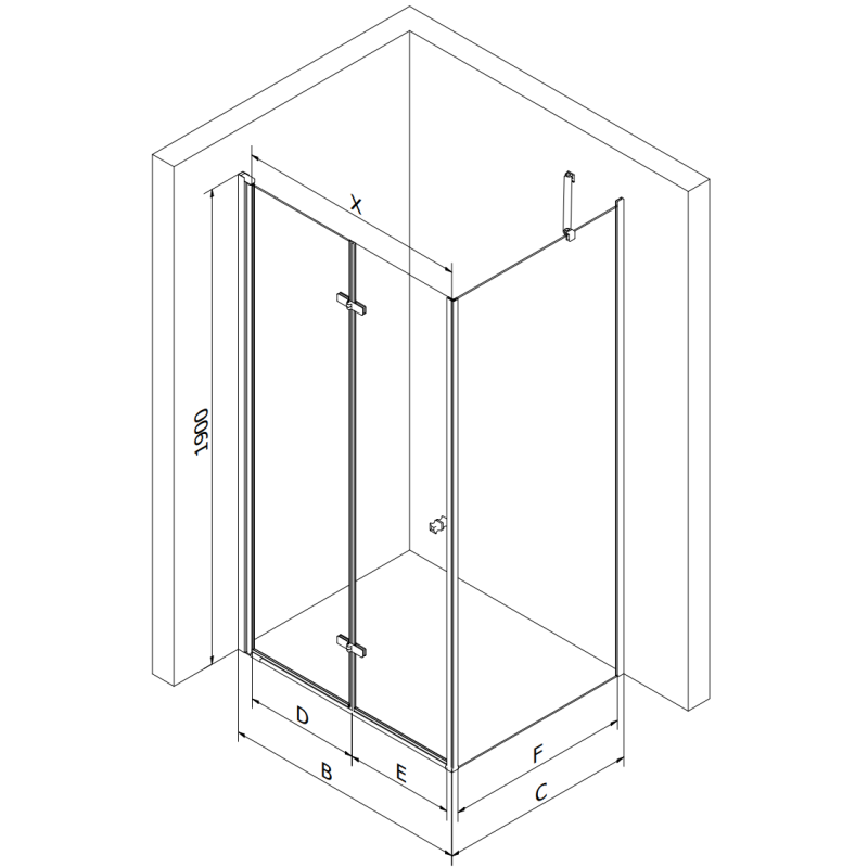 Mexen Lima faltbare Duschkabine 90 x 110 cm, transparent, schwarz + Flachwanne, weiß - 856-090-110-70-00-4010B