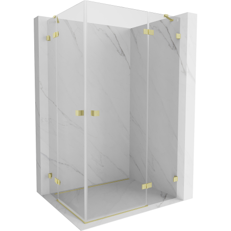 Mexen Lunar Duo Duschkabine schwenkbar rechts 100 x 70 cm, transparent, gebürstetes Gold - 834-100P-070L-55-00