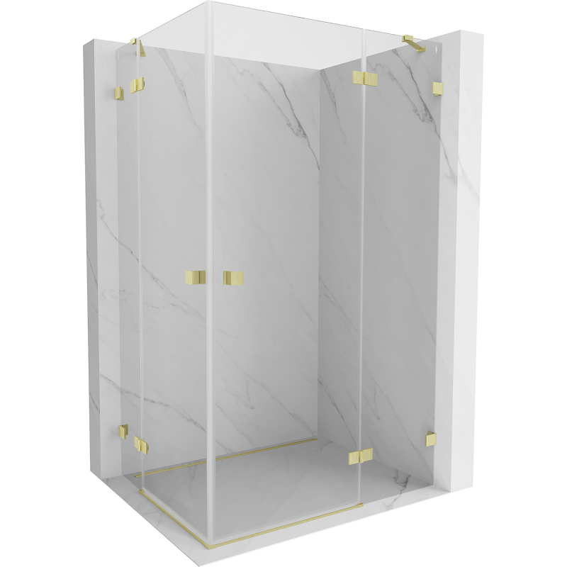 Mexen Lunar Duo Duschkabine, rechts öffnend, 105 x 90 cm, transparent, gold gebürstet - 834-105P-090L-55-00