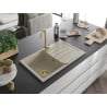 Mexen Bruno Granitspüle 1-Becken mit Abtropffläche 795 x 495 mm, beige, goldener Siphon - 6513791010-69-G