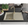 Mexen Bruno granitspüle 1-beckig mit Abtropffläche 795 x 495 mm, beige, Siphon gold - 6513791010-69-G
