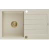 Mexen Bruno Granitspüle 1-beckig mit Abtropffläche 795 x 495 mm, beige, goldener Siphon - 6513791010-69-G