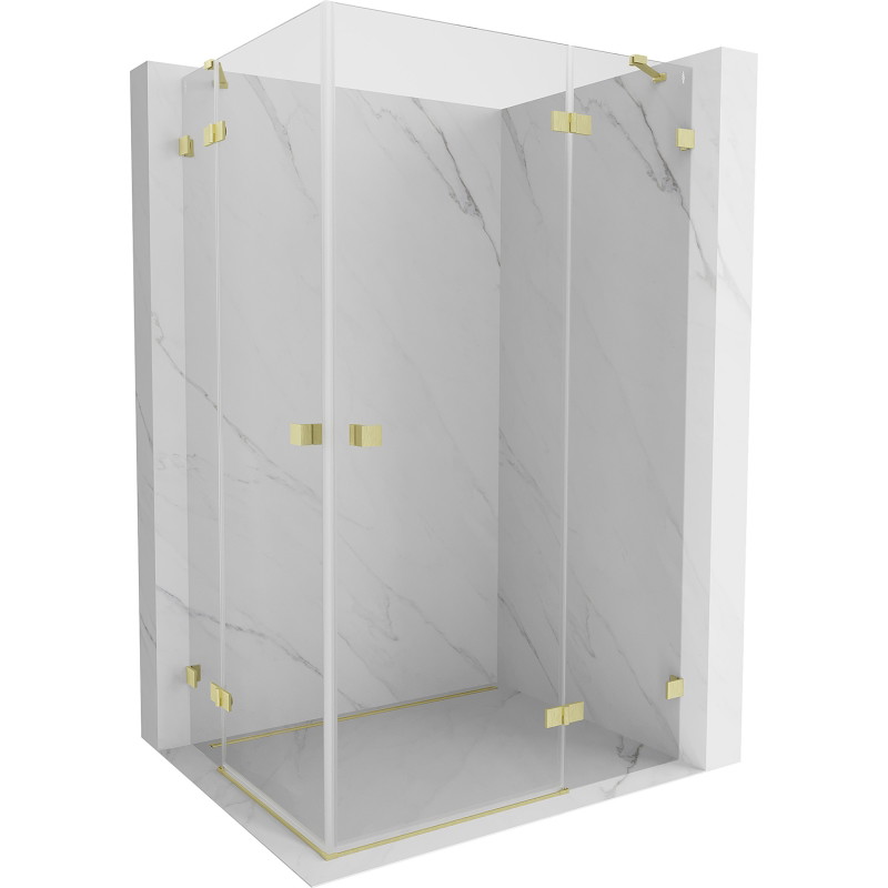 Mexen Lunar Duo Duschkabine Rechstanschlag 110 x 105 cm, transparent, gebürstetes Gold - 834-110P-105L-55-00