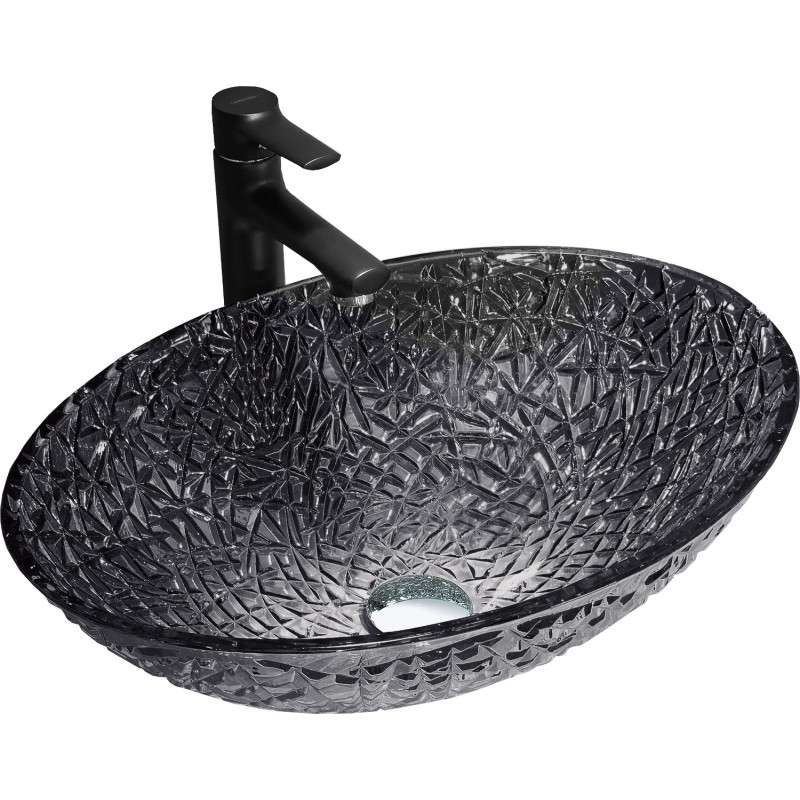 Mexen Goa Glaswaschbecken Aufsatzwaschbecken 50 x 36 cm, schwarz - 24085070