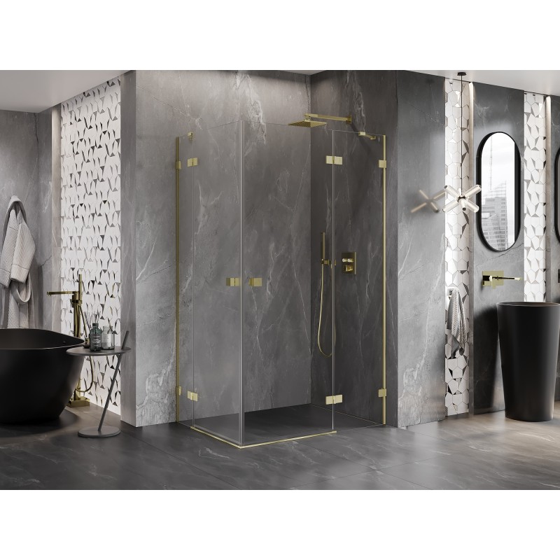 Mexen Lunar Duo Duschkabine rechts öffnend 120 x 110 cm, transparent, gebürstet gold - 834-120P-110L-55-00