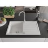 Mexen Bruno Granitspüle 1-Becken mit Abtropffläche 795 x 495 mm, weiß, Siphon chrom - 6513791010-20