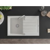 Mexen Bruno Granitspüle 1-Becken mit Abtropffläche 795 x 495 mm, weiß, Siphon chrom - 6513791010-20