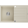Mexen Bruno Granitspüle 1-fach mit Abtropffläche 795 x 495 mm, beige, Chrom-Siphon - 6513791010-69