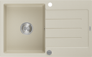 Mexen Bruno Granitspüle 1-fach mit Abtropffläche 795 x 495 mm, beige, Chrom-Siphon - 6513791010-69