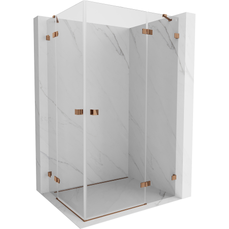 Mexen Lunar Duo Duschkabine mit rechter Drehtür 90 x 80 cm, transparent, Roségold - 834-090P-080L-60-00