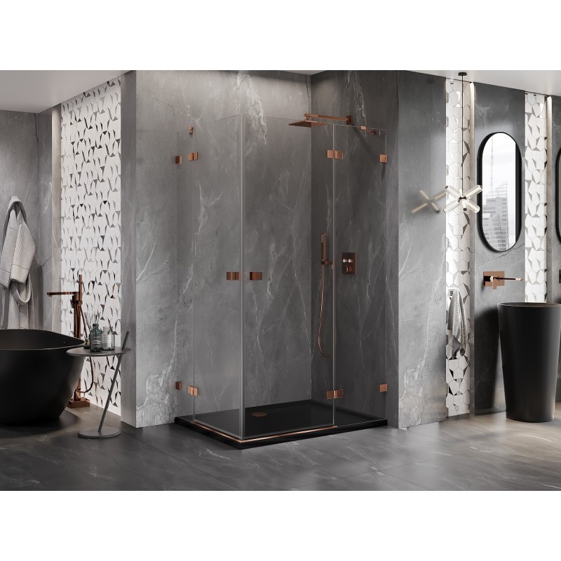 Mexen Lunar Duo Duschkabine schwenkbar rechts 105 x 90 cm, transparent, Roségold - 834-105P-090L-60-00