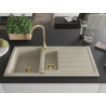 Mexen Andres Granitspüle 1,5-Becken mit Abtropffläche 1000 x 500 mm, beige, goldener Siphon - 6515101510-69-G