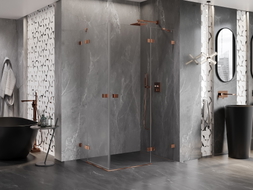 Mexen Lunar Duo Duschkabine schwenkbar rechts 120 x 95 cm, transparent, Roségold - 834-120P-095L-60-00