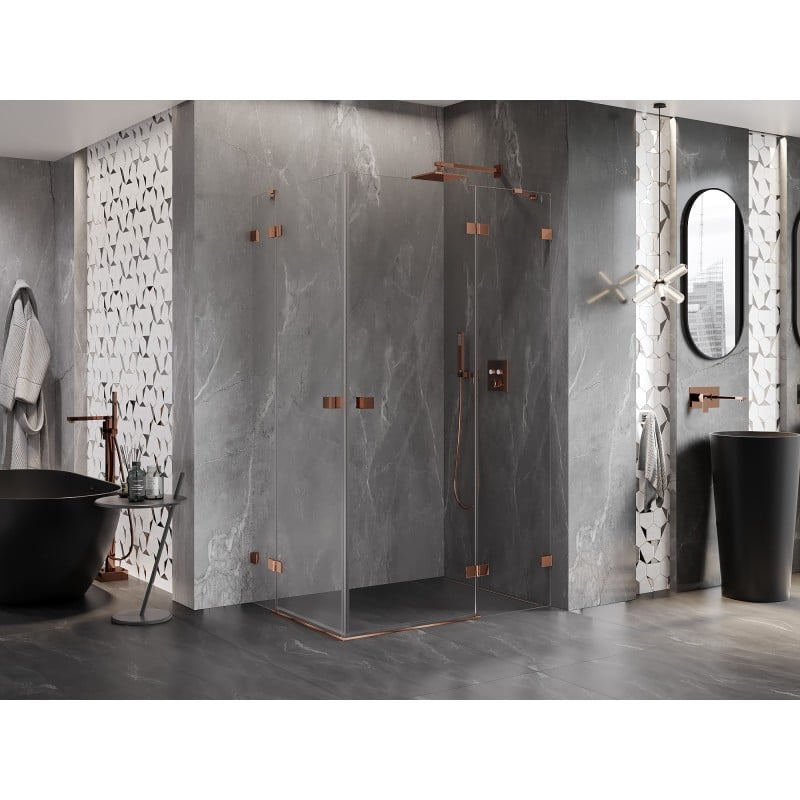 Mexen Lunar Dusche Duo, Schwingtür rechts, 120 x 105 cm, transparent, Roségold - 834-120P-105L-60-00