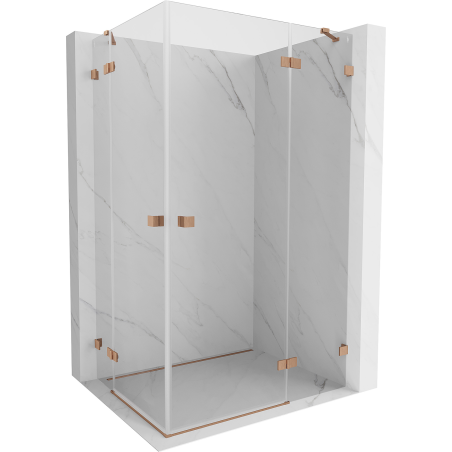 Mexen Lunar Duo Duschkabine, rechts öffnend, 105 x 100 cm, transparent, gebürstetes Kupfer - 834-105P-100L-65-00