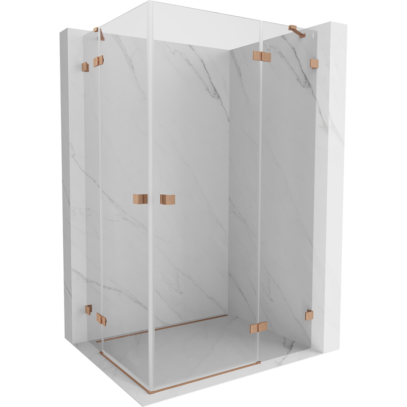 Mexen Lunar Duo Duschkabine schwenkbar rechts 110 x 100 cm, transparent, gebürstetes Kupfer - 834-110P-100L-65-00