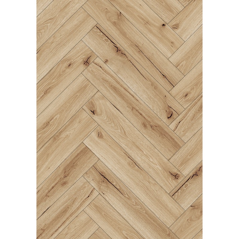 Mexen Buffalo Vinylplatten Herringbone 635 x 127 mm SPC 6,5 mm Unterlage 1,5 mm, 4 V-Fuge, Eiche - F1190-0635-127-505-4V1-01