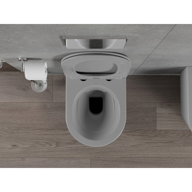 Mexen Rico Rimless WC-Schüssel mit softclose Slim-Sitz, Duroplast, hellgrau matt - 30724061