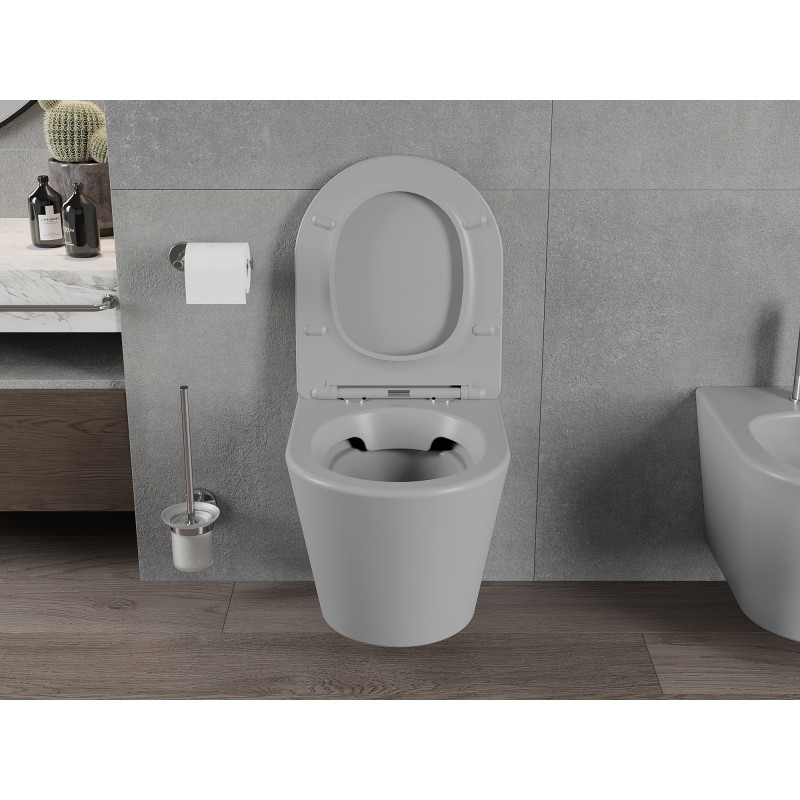 Mexen Rico Rimless WC-Schüssel mit softclose Slim-Sitz, Duroplast, hellgrau matt - 30724061