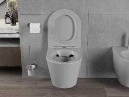 Mexen Rico WC-Schüssel Randlos mit slim Sitz und Absenk-Automatik, duroplast, Hellgrau matt - 30724061