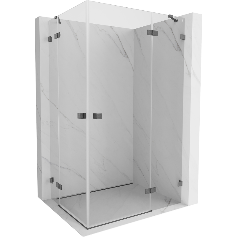 Mexen Lunar Duo Duschkabine, rechts öffnend, 90 x 80 cm, transparent, gebürstet gun gray - 834-090P-080L-66-00