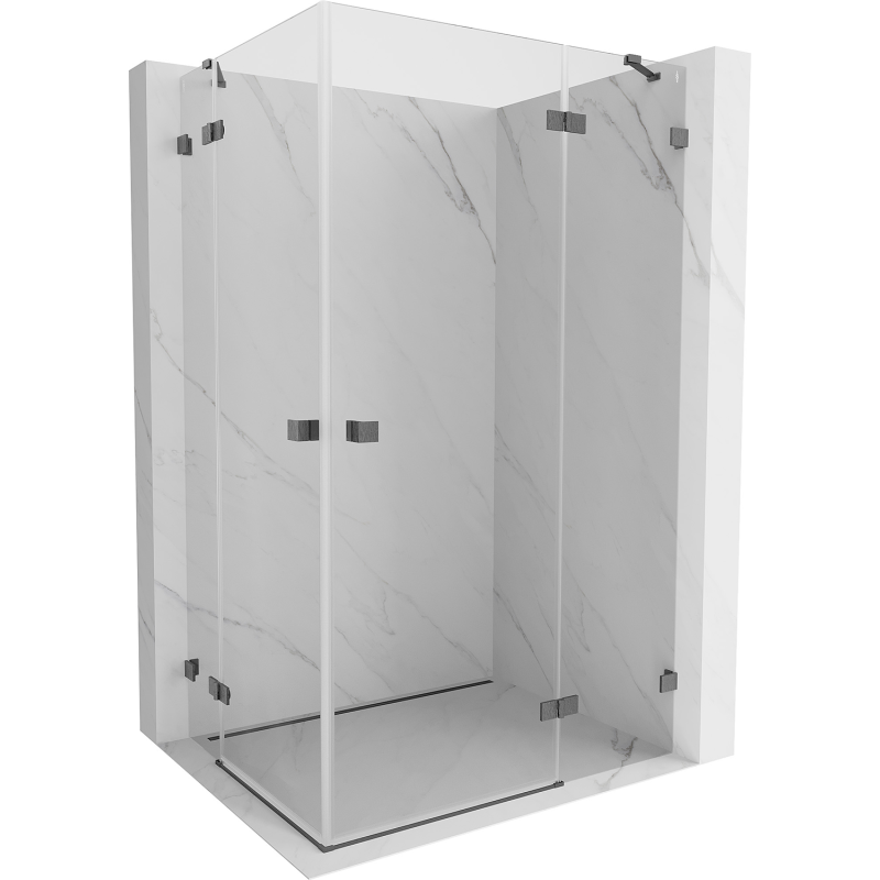 Mexen Lunar Duo Duschkabine, schwenkbar rechts, 90 x 85 cm, transparent, gun gray gebürstet - 834-090P-085L-66-00