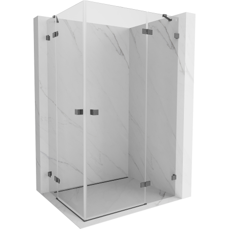 Mexen Lunar Duo Duschkabine schwenkbar rechts 100 x 75 cm, transparent, gebürstetes Gun Grau - 834-100P-075L-66-00