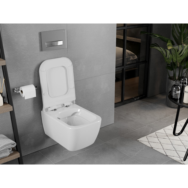 Mexen Elis Rimless WC-Schüssel mit Slim-Softclose-Sitz, Duroplast, weiß glänzend - 30910700