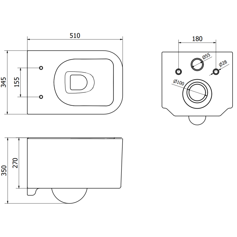 Mexen Elis WC-Schüssel Rimless mit Soft-Close-Slim-Sitz, Duroplast, glänzend weiß - 30910600