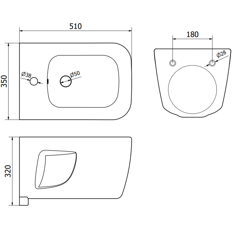 Mexen Margo hängendes Bidet, weiß - 35425100