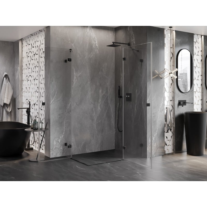 Mexen Lunar Duo Duschkabine, rechts öffnend, 85 x 80 cm, transparent, schwarz - 834-085P-080L-70-00