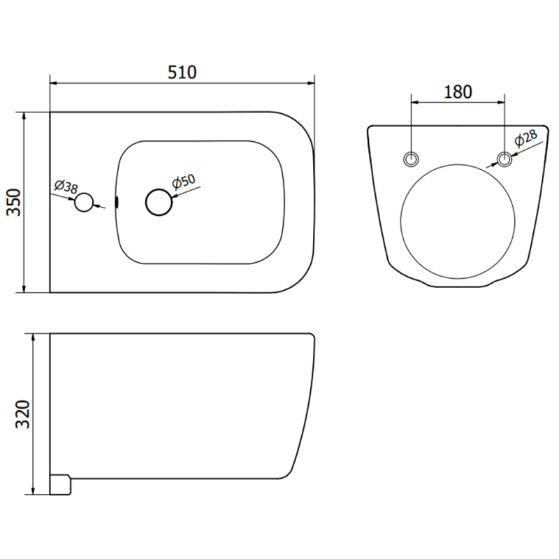 Mexen Stella hängendes Bidet, weiß - 35685100