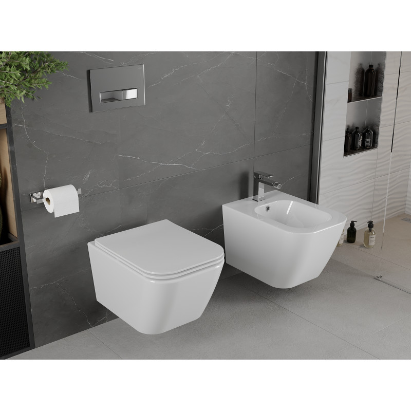 Mexen Madox Rimless WC-Schüssel mit soft-schließendem Slim-Sitz, Duroplast, glänzend weiß - 30154000