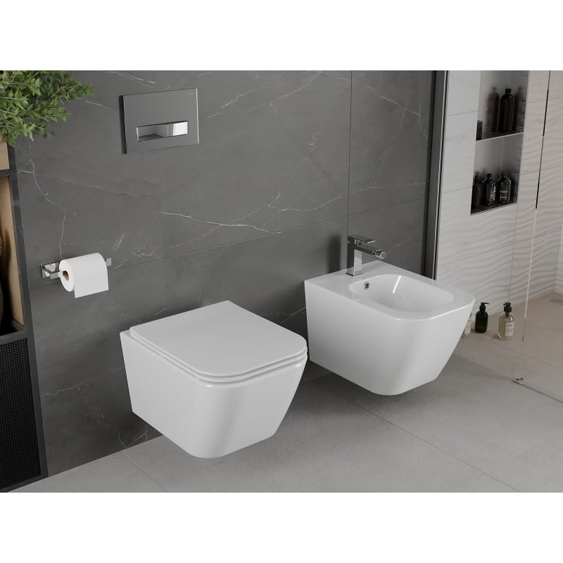 Mexen Madox WC-Schüssel Rimless mit langsam schließendem Slim-Sitz, Duroplast, weiß glänzend - 30154000