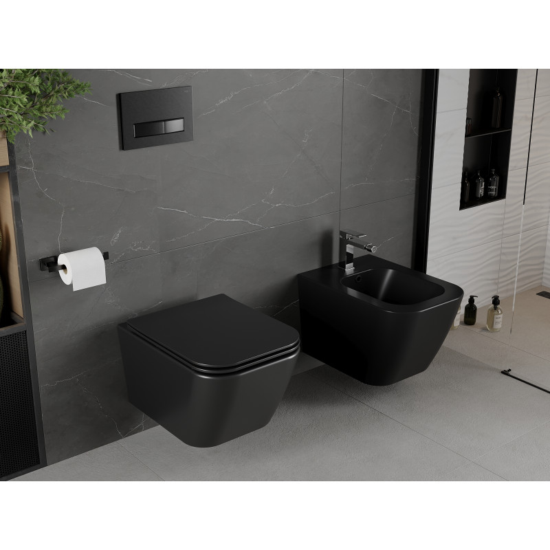 Mexen Madox WC-Becken Rimless mit Soft-Close Slim-Sitz, Duroplast, Schwarz Matt - 30154070