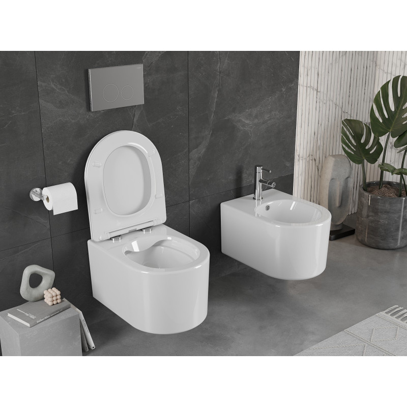 Mexen Sofia WC-Schüssel Rimless mit Softclose-Slim-Deckel, Duroplast, weiß glänzend - 30540300