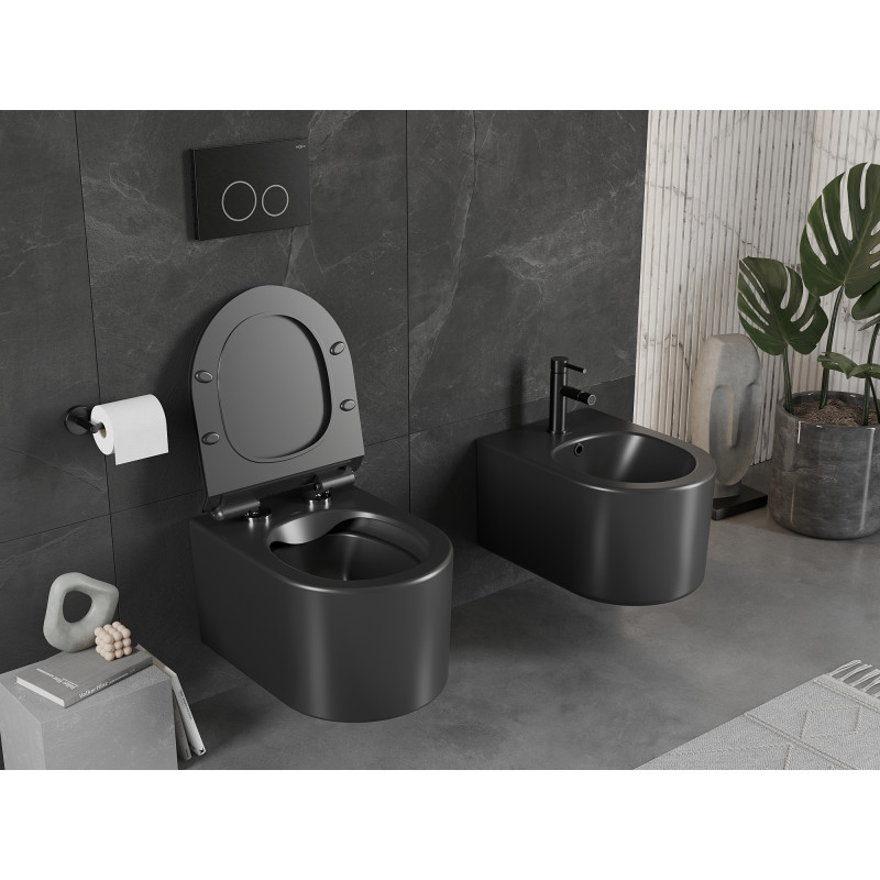 Mexen Sofia WC-Schüssel Rimless mit Slim-Soft-Close-Sitz, Duroplast, Schwarz Matt - 30540185