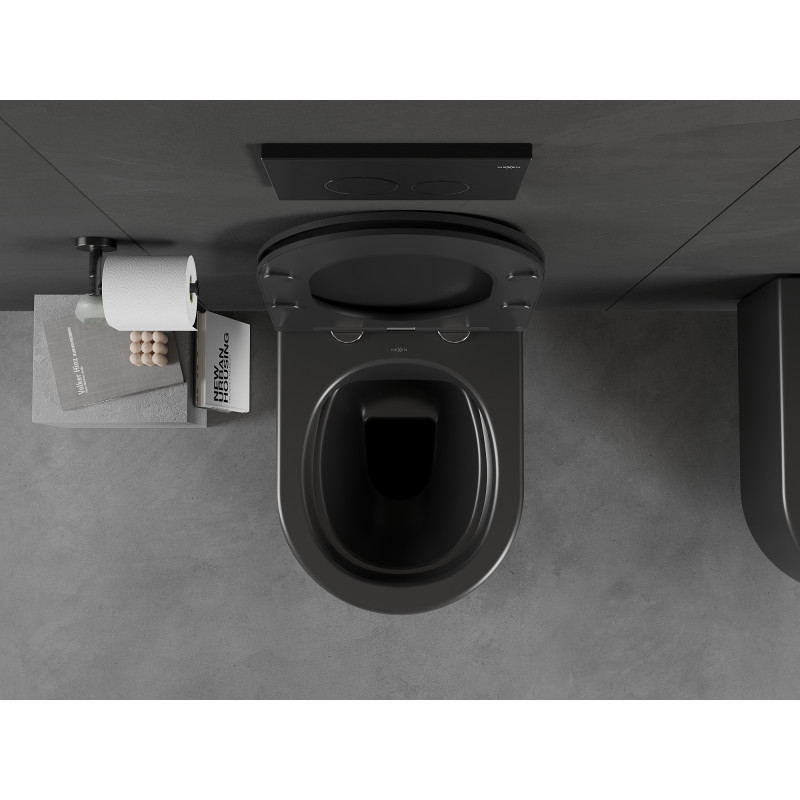 Mexen Sofia WC-Schüssel Rimless mit langsam absenkendem Slim-Sitz, Duroplast, schwarze Mattierung - 30541085