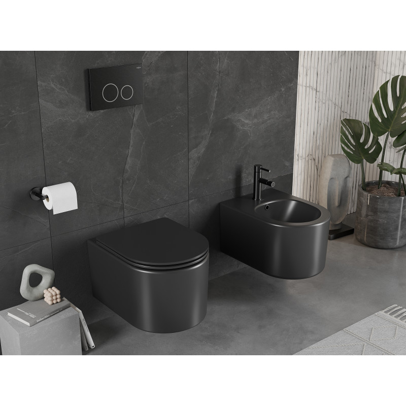 Mexen Sofia WC-Schüssel Rimless mit langsam absenkendem Slim-Sitz, Duroplast, schwarze Mattierung - 30541085