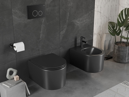 Mexen Sofia WC-Schüssel Rimless mit langsam absenkendem Slim-Sitz, Duroplast, schwarze Mattierung - 30541085