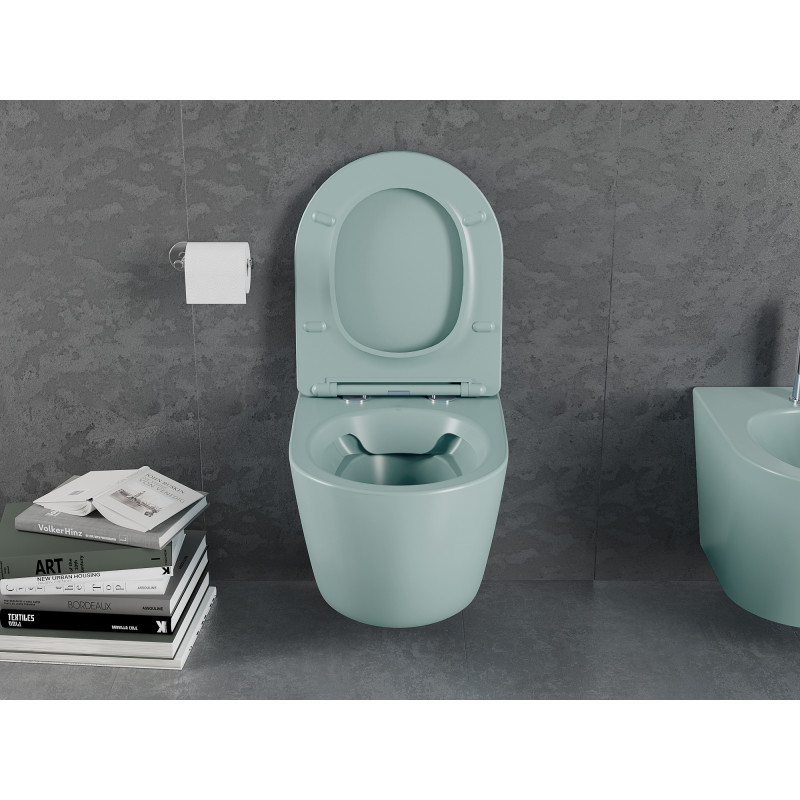 Mexen Lena Rimless WC-Schüssel mit Soft-Close Slim-Sitz, Duroplast, hellgrün matt - 30224048