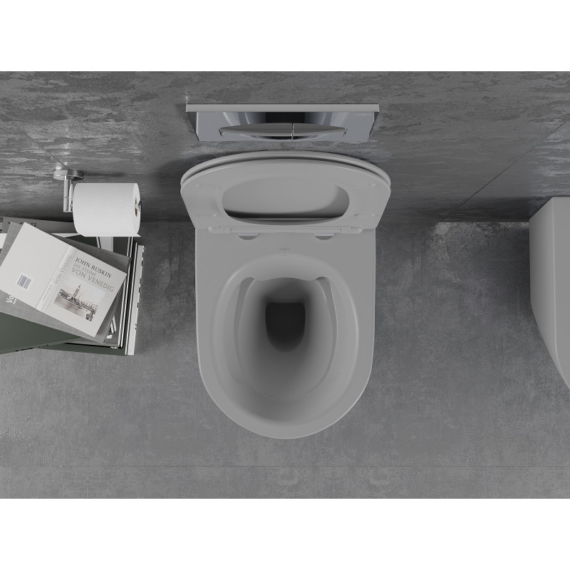 Mexen Lena WC-Becken Rimless mit langsam schließendem Slim-Sitz, Duroplast, hellgrau matt - 30224061