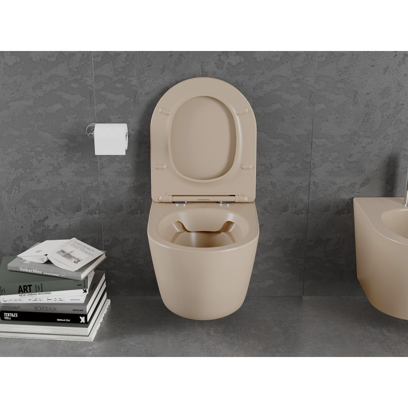 Mexen Lena WC-Schüssel Rimless mit soft-close Slim-Sitz, Duroplast, Cappuccino matt - 30224064
