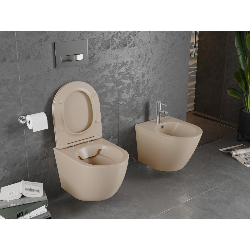 Mexen Lena WC-Schüssel Rimless mit Slim-Absenkautomatik, Duroplast, Cappuccino matt - 30224064