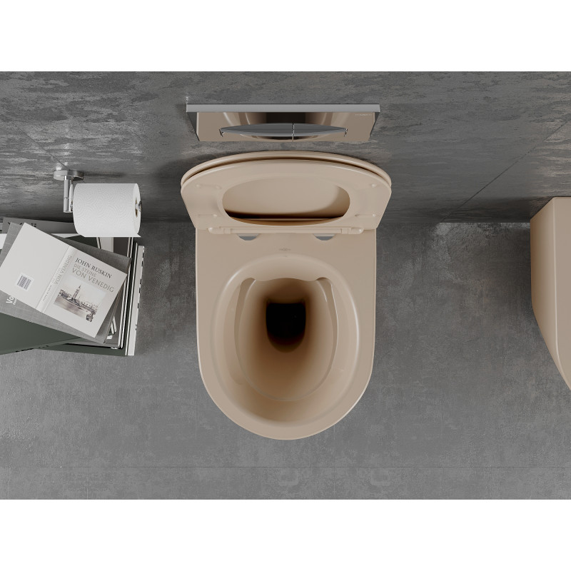 Mexen Lena WC-Schüssel Rimless mit Slim-Absenkautomatik, Duroplast, Cappuccino matt - 30224064